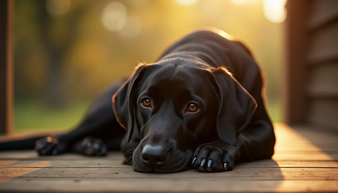 A dog resting at home in Atlanta, GA. Atlanta-area pet cremation services from Hallowed Paws.