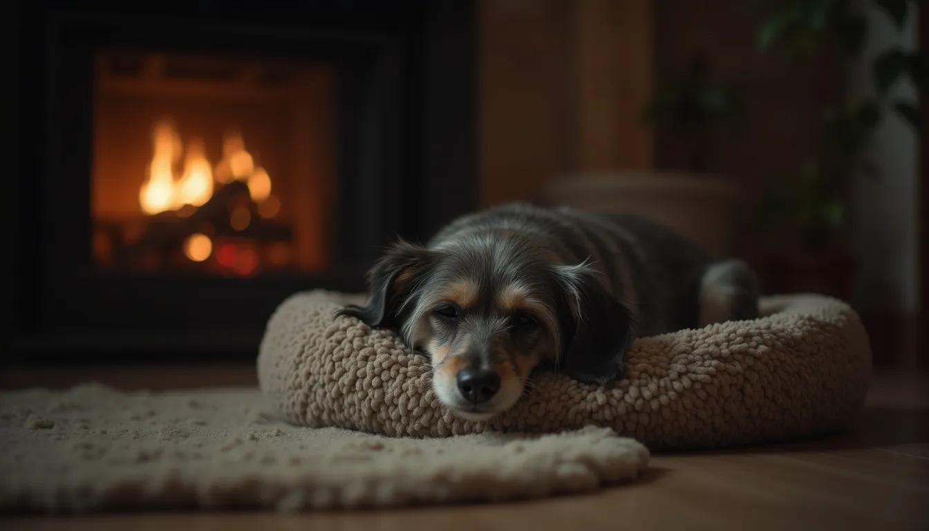 A dog resting at home in Albuquerque, NM. Albuquerque-area pet cremation services from Hallowed Paws.