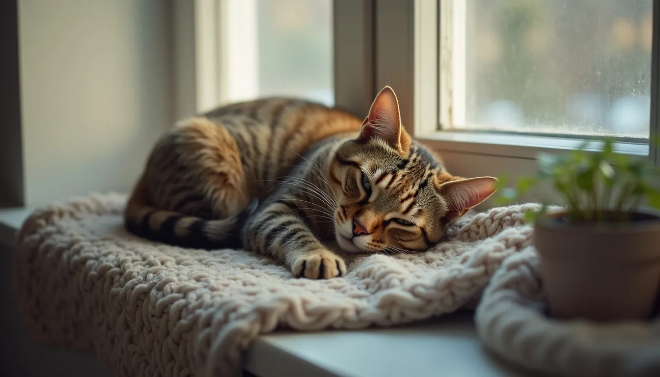 A cat resting at home in Gilbert, AZ. Gilbert-area pet cremation services from Hallowed Paws.